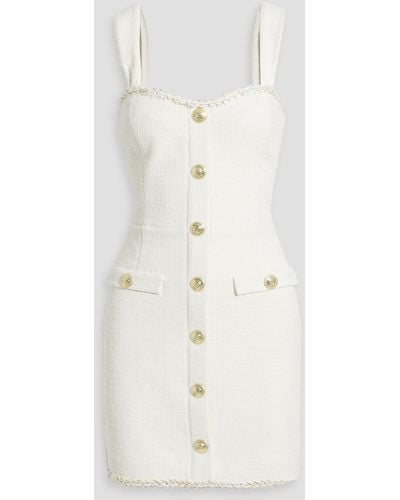 Rebecca Vallance Sigourney Button-embellished Tweed Mini Dress - White