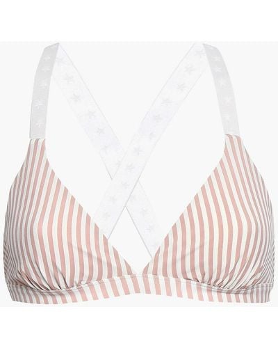Love Stories Uma Striped Triangle Bikini Top - Pink