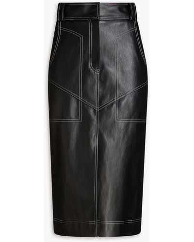 LVIR Faux Leather Midi Pencil Skirt - Black