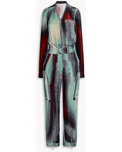 Rick Owens Zip-detailed Printed Velvet Jumpsuit - Grey