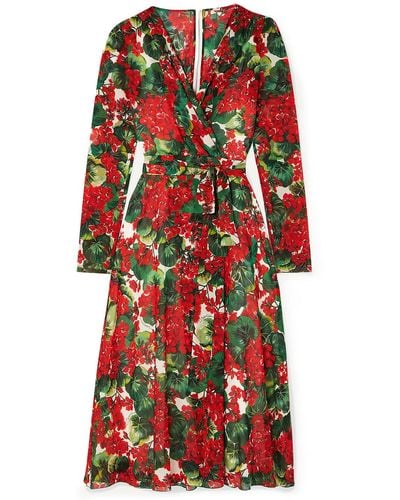 Dolce & Gabbana Wickelkleid aus chiffon aus stretch-seide mit floralem print - Mehrfarbig