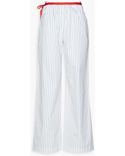 Victoria Beckham Striped Cotton Wide-leg Pants - Green