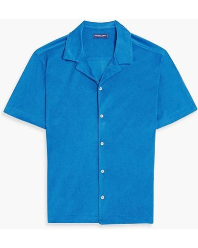 Frescobol Carioca Roberto Cotton, Lyocell And Linen-blend Terry Shirt - Blue