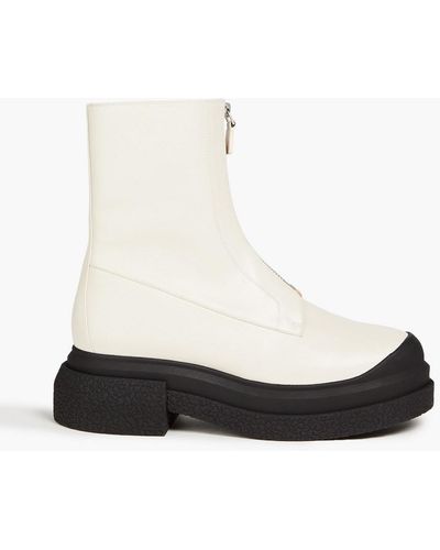 Stuart Weitzman Charli Leather Ankle Boots - White