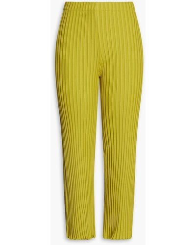 Simon Miller Ribbed Stretch-micro Modal Straight-leg Trousers - Yellow