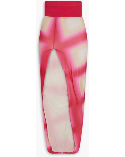Rick Owens Printed Stretch-cupro Maxi Skirt - Pink