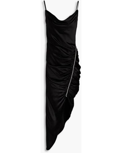 Cinq À Sept Emilia Asymmetric Embellished Silk-satin Mini Dress - Black