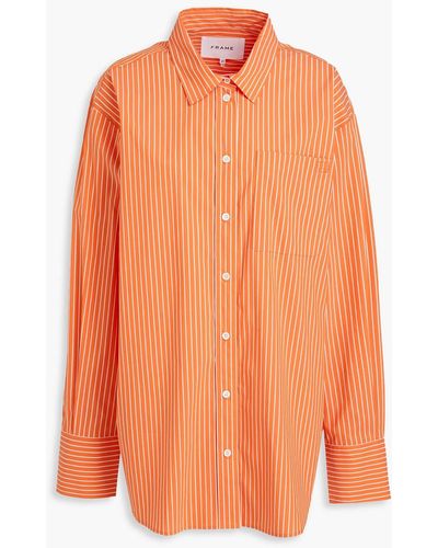 FRAME Striped Cotton-blend Poplin Shirt - Orange