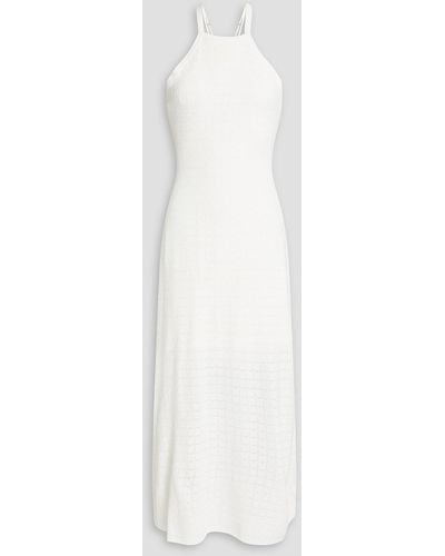 Sandro Yvana Bead-embellished Pointelle-knit Midi Dress - White