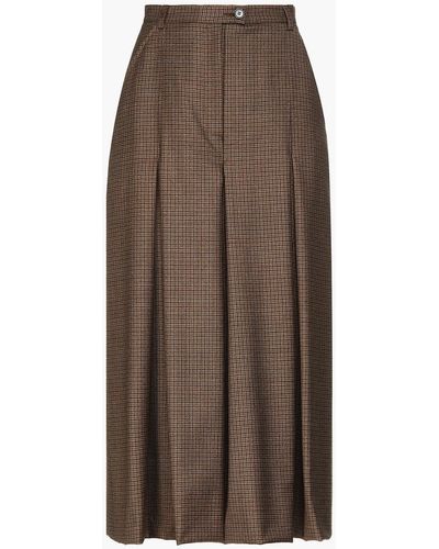 Maison Margiela Pleated Checked Wool Culottes - Brown