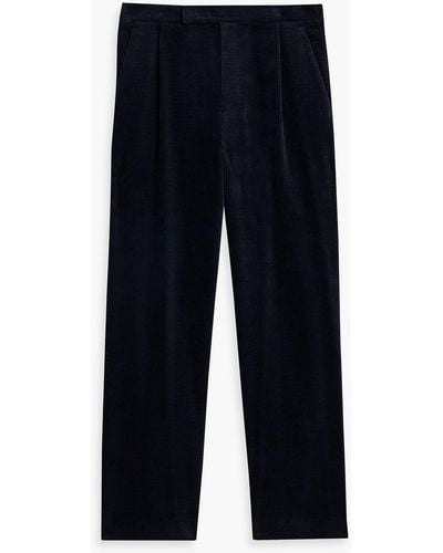 LE17SEPTEMBRE Pleated Cotton-blend Corduroy Pants - Blue