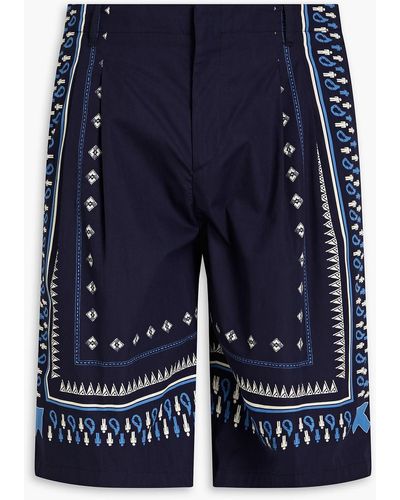 Etro Printed Cotton-poplin Shorts - Blue