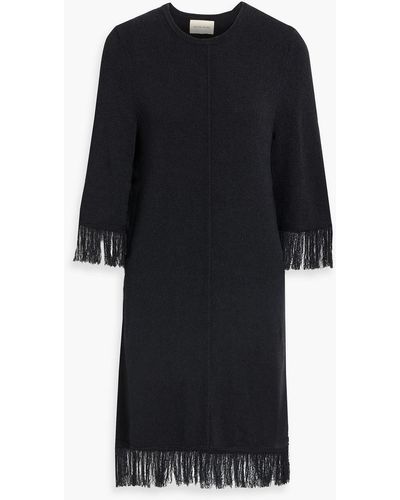 Loulou Studio Cella Fringed Knitted Dress - Black