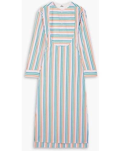 SEBLINE Striped Cotton-poplin Midi Shirt Dress - Pink