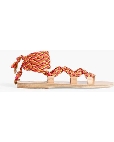 Ancient Greek Sandals Paraskevi Woven And Leather Sandals - Pink