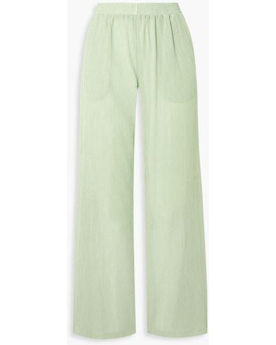 LE17SEPTEMBRE Crinkled Cotton-blend Wide-leg Trousers - Green