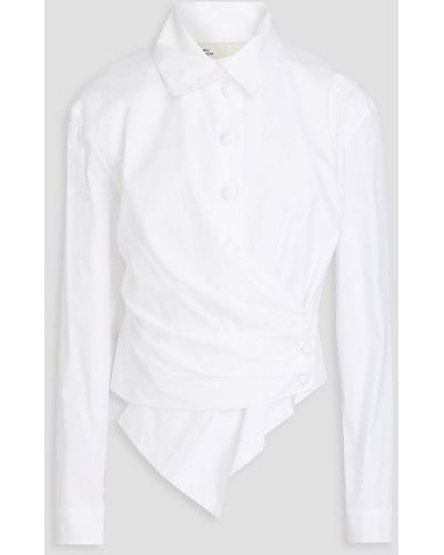 Tory Burch Pleated Stretch-cotton Poplin Shirt - White