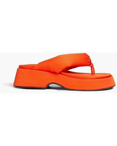 Ganni Padded Satin Platform Sandals - Orange