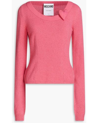 Moschino Appliquéd Cashmere And Wool-blend Sweater - Pink