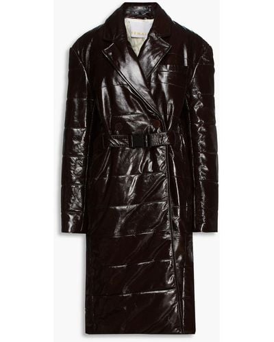 REMAIN Birger Christensen Gia Double-breasted Quilted Leather Coat - Black
