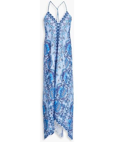 Sandro Paisley-print Twill Maxi Dress - Blue