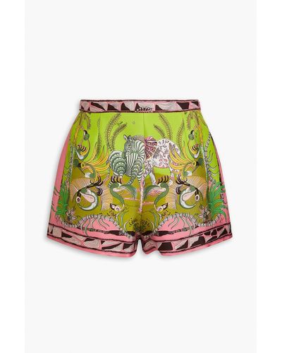 Emilio Pucci Printed Silk-twill Shorts - Green