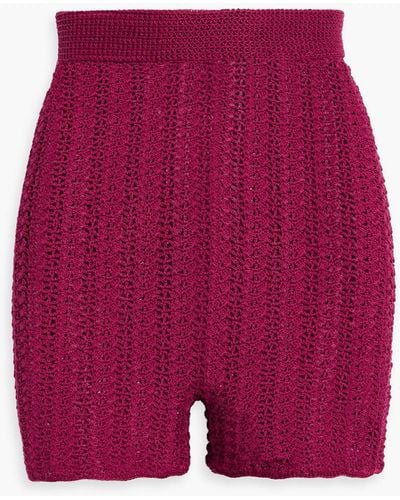 Savannah Morrow Lizzy Crochet-knit Pima Cotton Shorts - Red