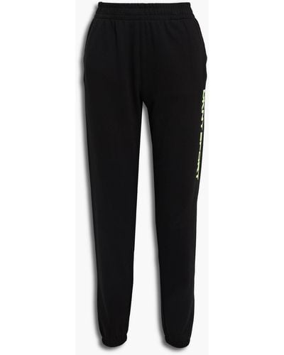 DKNY Printed French Cotton-blend Terry Track Trousers - Black