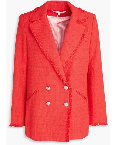 Veronica Beard Nayeli Double-breasted Cotton-blend Tweed Jacket - Red