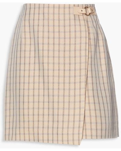 Sandro Meredith Checked Twill Mini Wrap Skirt - Natural