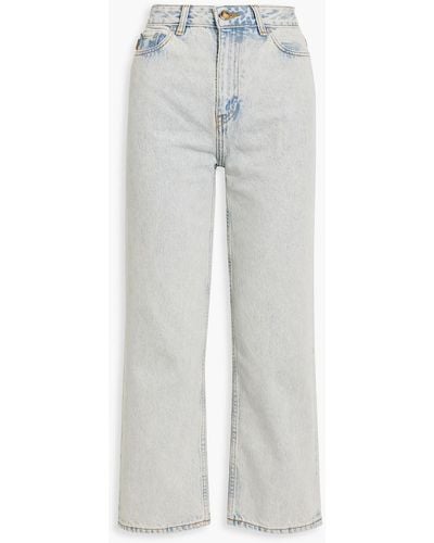 Ganni Bleached High-rise Straight-leg Jeans - Blue