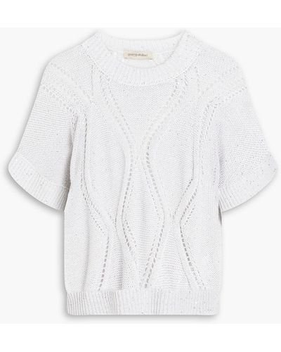 Gentry Portofino Sequin-embellished Pointelle-knit Top - Natural