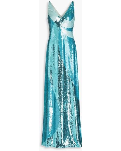 Emilio Pucci Sequined silk-georgette gown - Blau