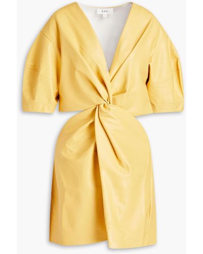 A.L.C. Alex Twist-front Cutout Faux Leather Mini Dress - Yellow