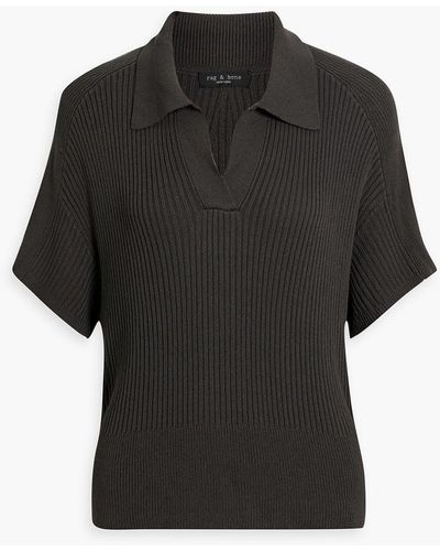 Rag & Bone Dakota Ribbed-knit Polo Sweater - Black