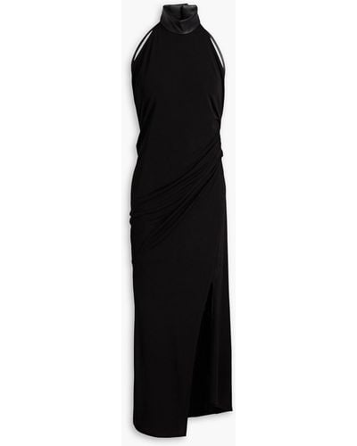 Helmut Lang Draped Crepe Halterneck Midi Dress - Black