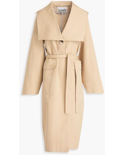 Ganni Oversized Twill Trench Coat - Natural
