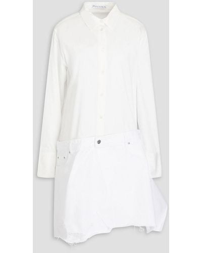 JW Anderson Cotton-poplin And Denim Shirt Dress - White