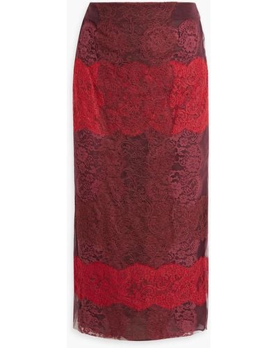 Valentino Garavani Chantilly Lace Midi Skirt - Red