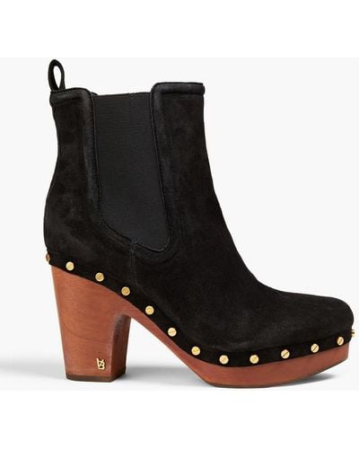 Veronica Beard Decker Studded Suede Ankle Boots - Black