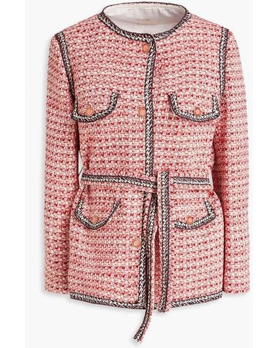 Maje Metallic Cotton-blend Tweed Jacket - Pink