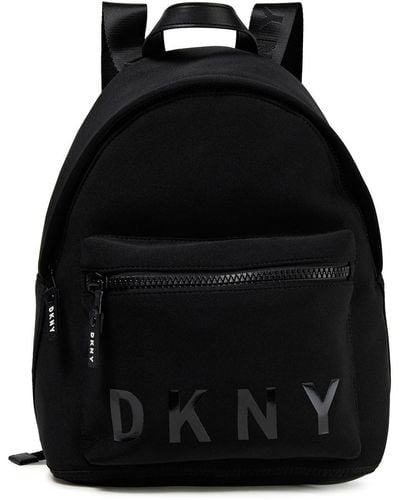 DKNY Faux Leather-trimmed Logo-print Neoprene Backpack - Black