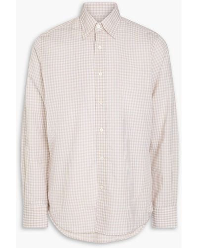 Canali Gingham Cotton And Linen-blend Shirt - White