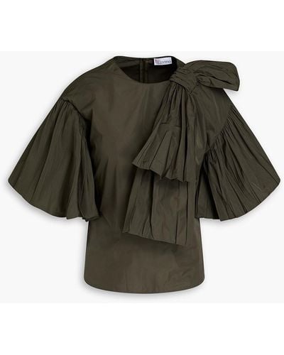 RED Valentino Bow-embellished Taffeta Top - Green