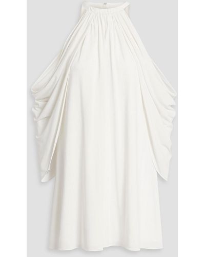 Halston Elsie Cold-shoulder Stretch-jersey Mini Dress - White