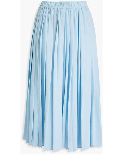 Loulou Studio Nanao Pleated Silk-crepe De Chine Midi Skirt - Blue
