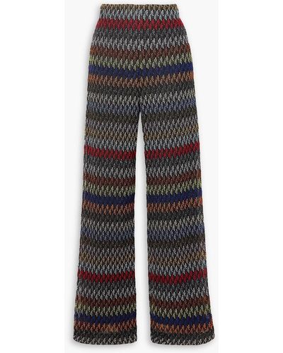 Missoni Metallic Crochet-knit Wide-leg Pants - Black