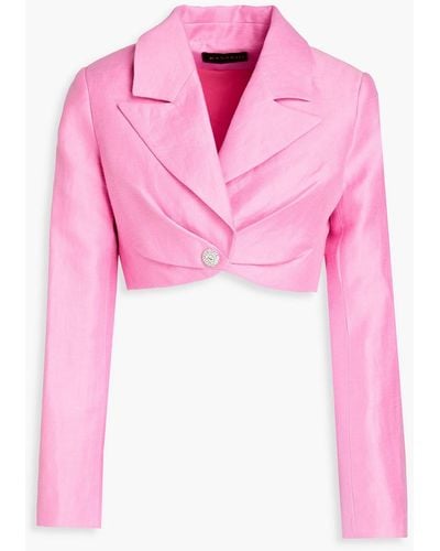 Rasario Cropped Crystal-embellished Linen-blend Jacket - Pink