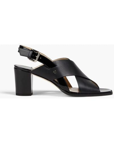 Jimmy Choo Aix 65 Smooth And Patent-leather Slingback Sandals - Black