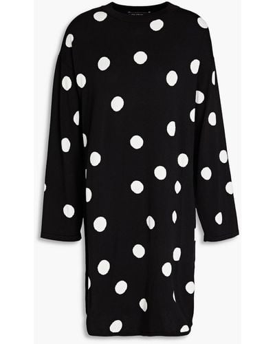 Boutique Moschino Polka-dot Jacquard-knit Mini Dress - Black